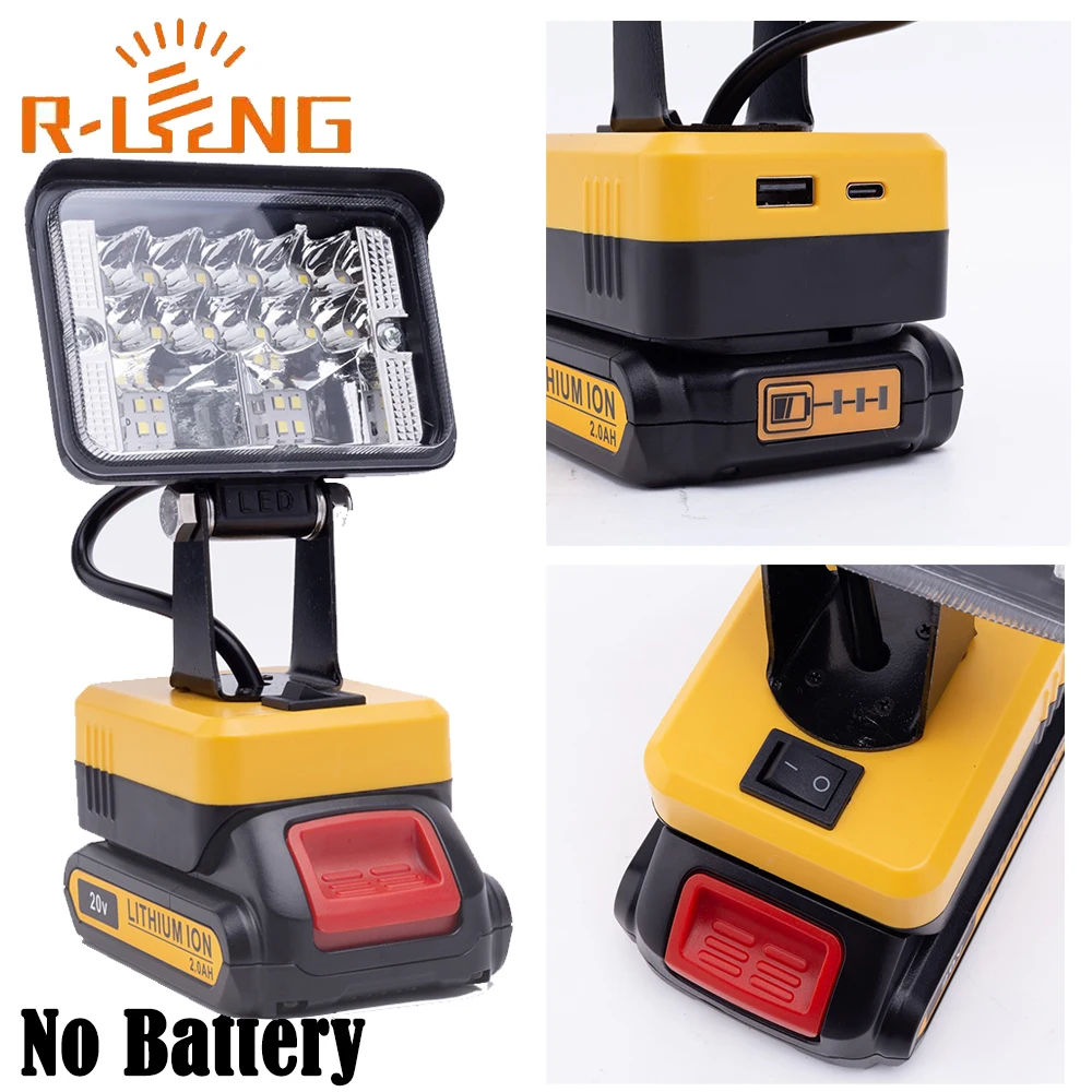 Portable Wireless LED Work Light for DeWalt 18V XRP Lithium Battery Outdoor Lamp Emergency Lights（NO Battery ）