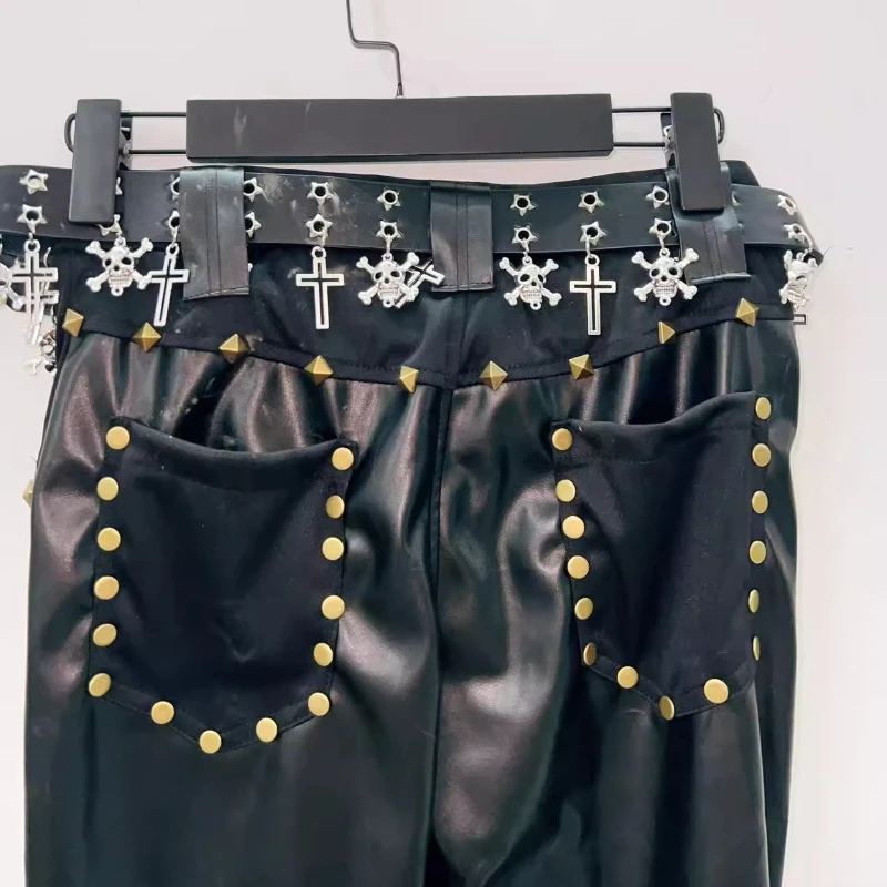 التصميم الأصلي فاسق الظلام سلسلة المرأة السراويل الجلدية الخريف جديد أسود الدانتيل متابعة شخصية كول وسيم السراويل الطويلة السيدات #5