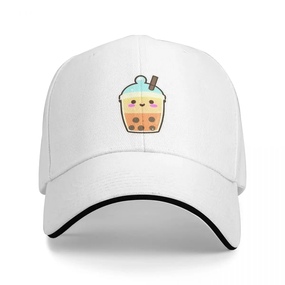 Cute Happy Kawaii Bubble Tea Cap Casual Baseball Caps Adjustable Hat Summer Unisex Baseball Hats Customizable Polychromatic