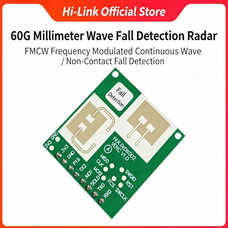 Hi-Link New 60GHz 3.3V Power Supply MmWave Human Fall Detection Radar HLK-LD6002C Intelligent Monitoring 2T2R for Nursing Homes