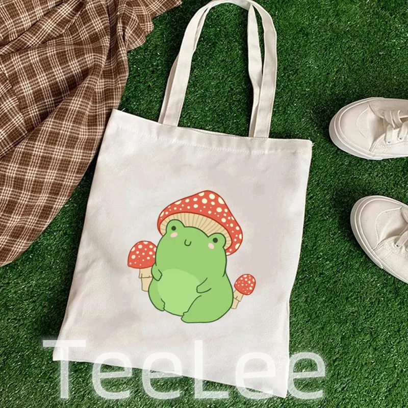 

Kawaii Mushroom Women Shopper Casual Animal Floral Female Cotton Bag Canvas Tote Bag Shopping Bags Girl Fabric Hand Bags