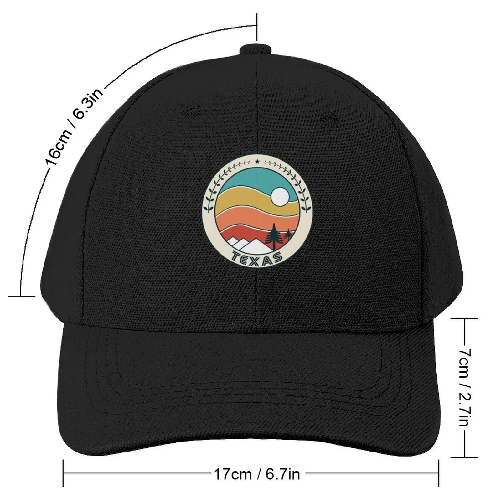 Texas Retro Vintage Sunset - Texas Mountain Souvenir - Gift - Hometown Hiking Nature Baseball Cap