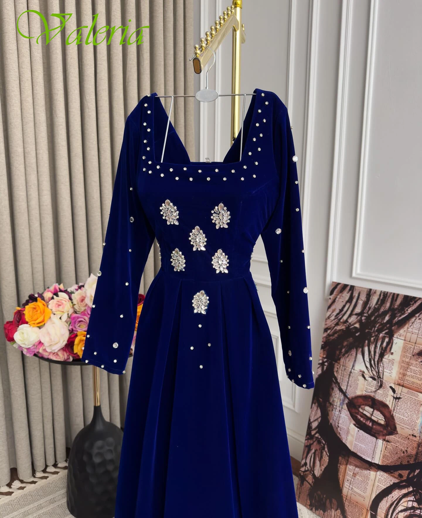 맞춤형 A라인 스퀘어 칼라 우아한 정장 이브닝 드레스 섬세한 패션 맞춤형 행사 가운 고품질 파티 드레스