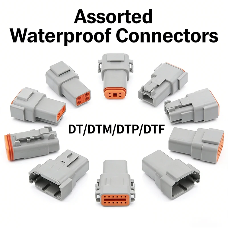 

1Set DT/DTM/DTP/DTF Waterproof Connector Flange Mount Male & Female 2/3/4/6/8/12 Pin for Automotive & Off-Road Wiring Harness