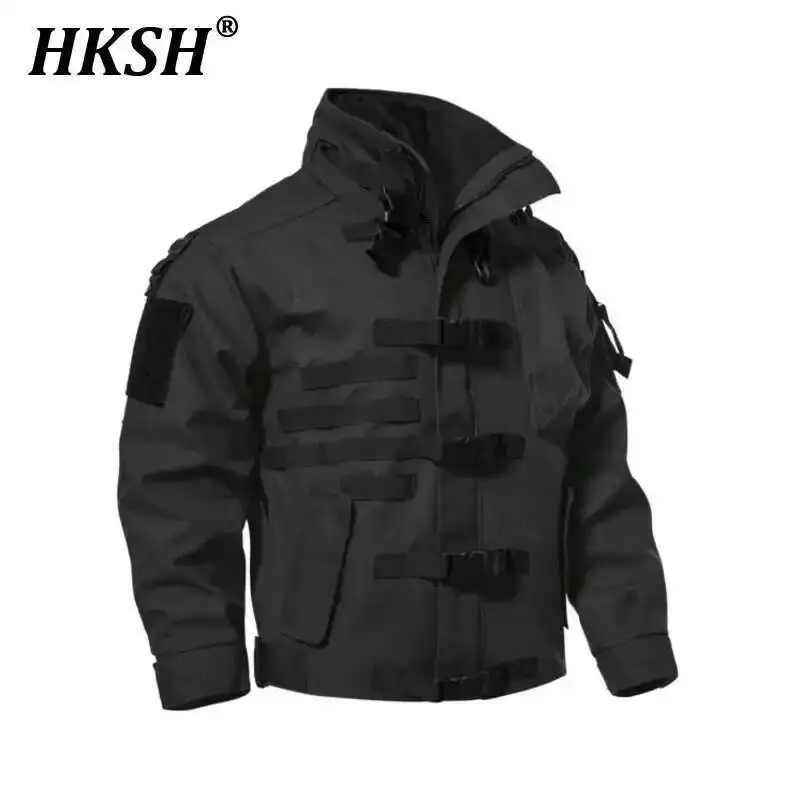 

HKSH Spring Autumn New Motorcycle Tactical High Energy Jackets Zipper Stand Collar Men's Tide Black Charge Coat Outdoor HK0970