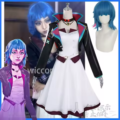 Anime Game Arcane Cosplay Jinx LOL Costume Party Dance Dress Lolita Wigs For Girls Woman Halloween Christmas Cos Customized