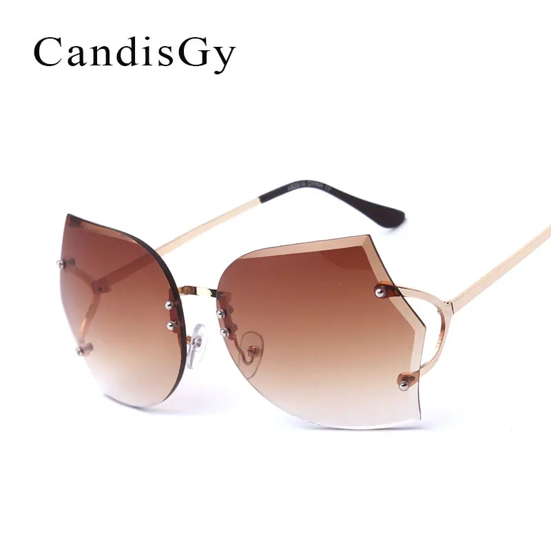 Women Sunglasses Rimlesss Elegant Lady Female Optics Clear lens Sun Glasses de sol Simple Oversized Hot Glasses