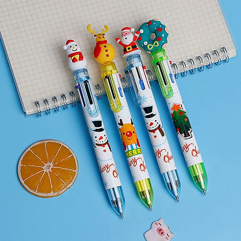 만화 크리스마스 트리 6 색 볼펜, 메리 크리스마스 선물, 문구 쓰기 도구, 사무실 학교 용품 기념품, 1PC