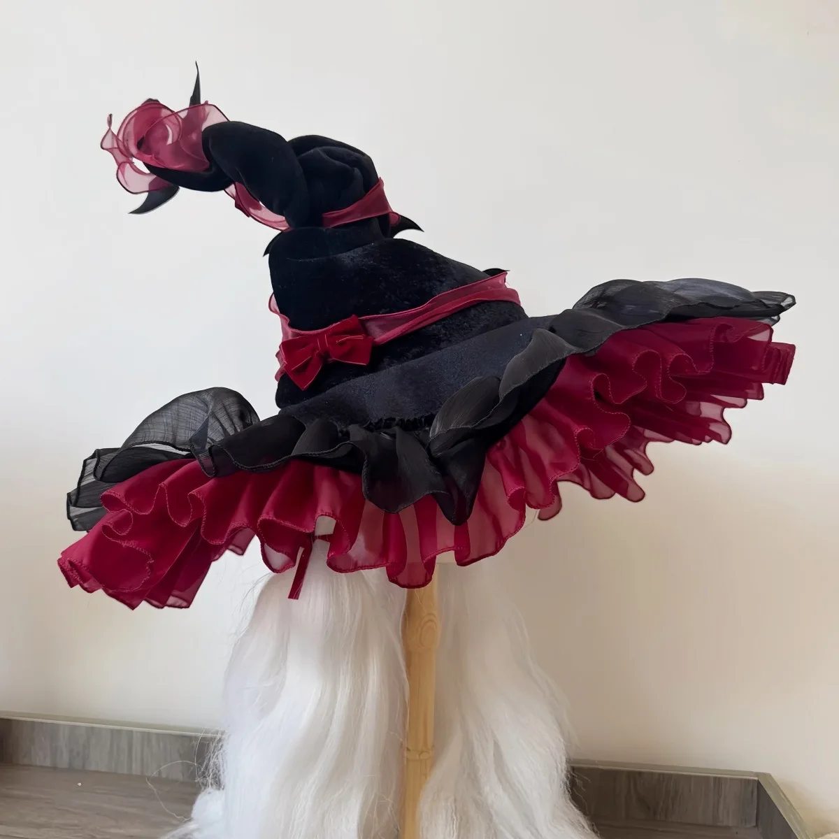 Kapelusz czarownicy na Halloween Lolita księżniczka damski kapelusz przeciwsłoneczny Harajuku damski dziewczęcy gotycki ręcznie robiony kokarda polar koronka dla dorosłych