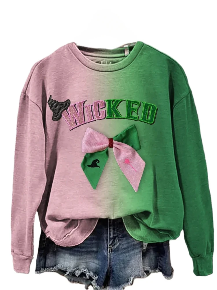 Wicked Changed For Good Witch & Princess Contrast Gradient Crewneck Sweatshirt Man/Woman Fans Sweatshirts Printed Casual Clothes