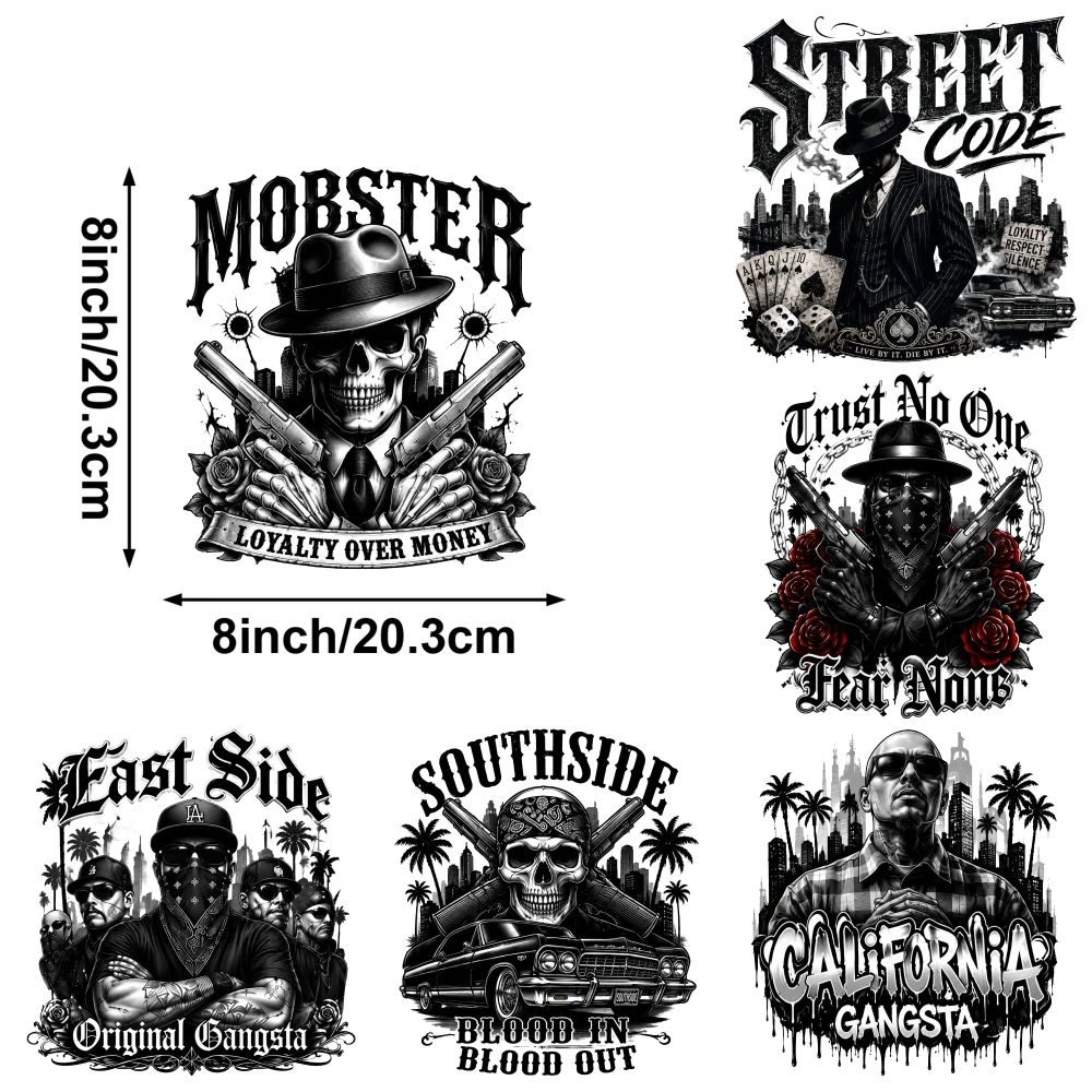 6 Pcs Street Code Iron on Transfers iron on decals Iron on Decals for T Shirts DTF Transfers Ready Easy to heat press decals