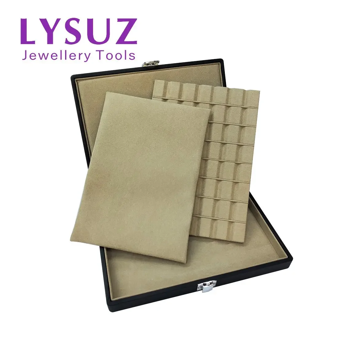 Lysuz-V Groove صينية تغليف المجوهرات ، جلد ، غطاء PU ، قابل للإزالة ، أحجار كريمة ، صندوق عرض ، حقيبة ألماس سائبة #2