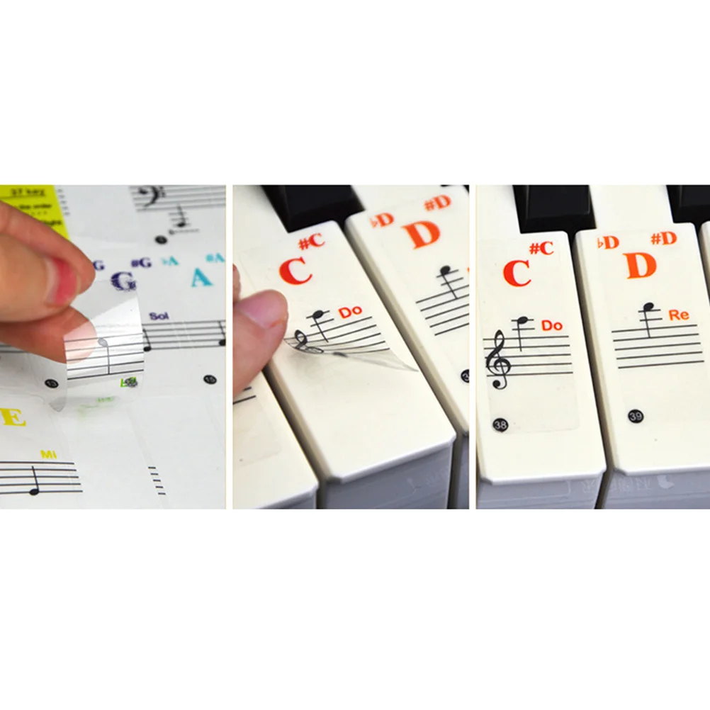 

2Sets Piano Key Stickers Easy Reuse No Damage Residue 88 61 54 49 Keyboards Simplify Learning Process Clear Print Design