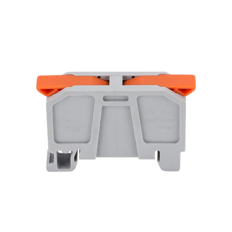 For 10-25mm² Cable (Multiple Colors) 5Pcs LT-25 High Current Terminal Block, 75A 1 In 1 Out DIN Rail Connector