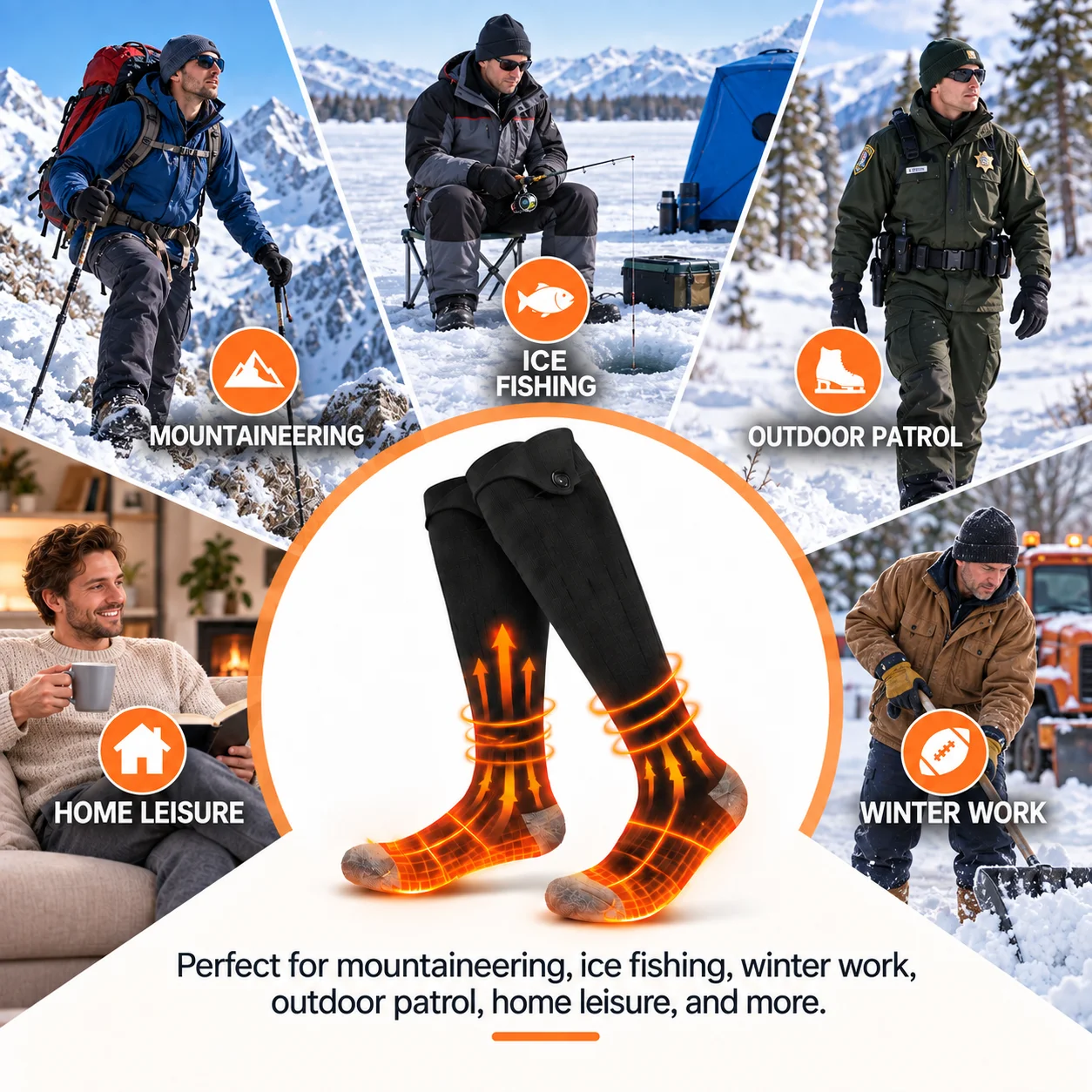 Heated Socks for Men Women, Upgraded Winter Warm Socks with Carbon Fiber Heating, 3-Level Smart Temperature Control, Rechargeable 5000mAh Battery, Machine Washable Electric Socks for Skiing Hiking Hunting Camping Outdoor Indoor