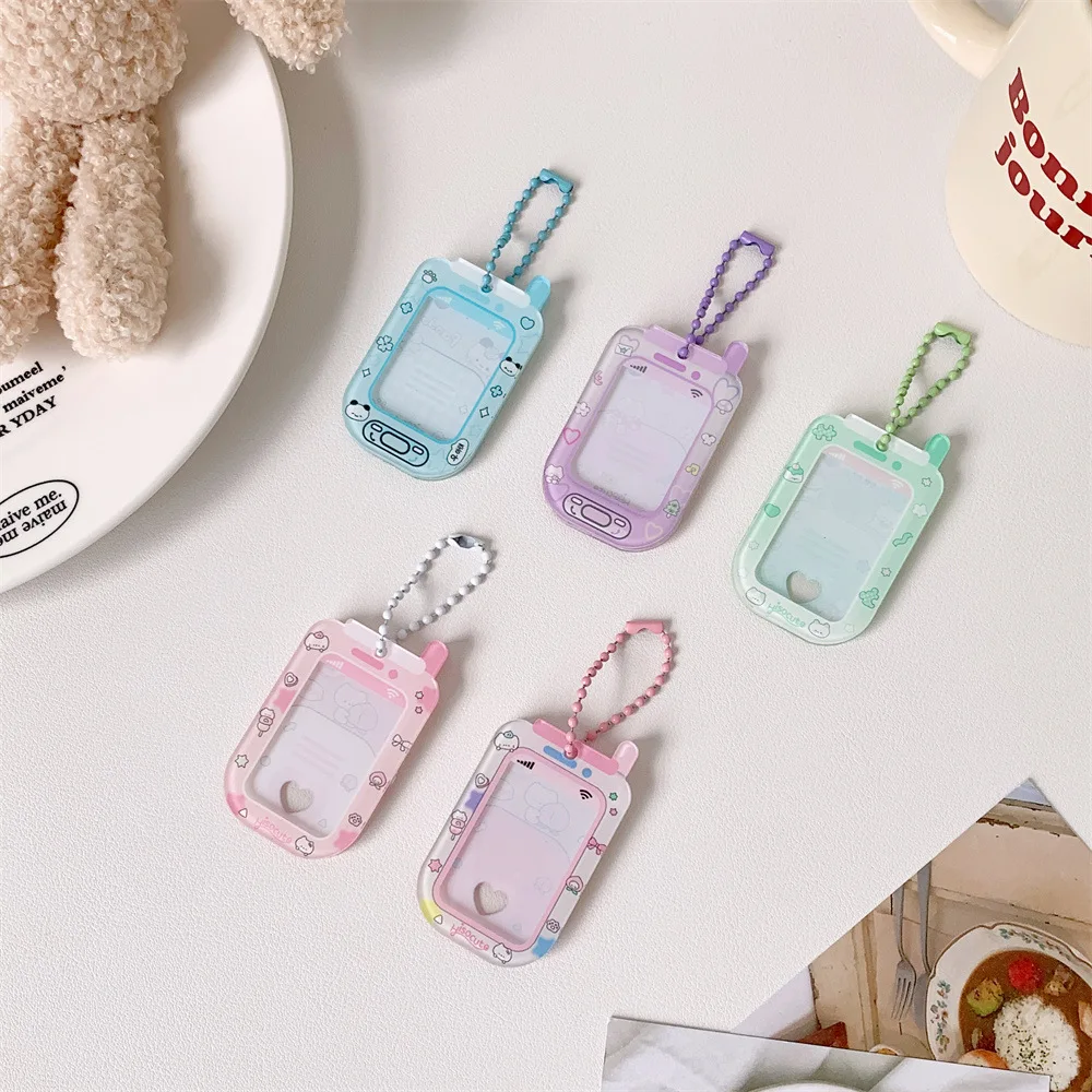 1 inch mobile phone modeling transparent photo frame pendant certificate photos key chain idol pendant