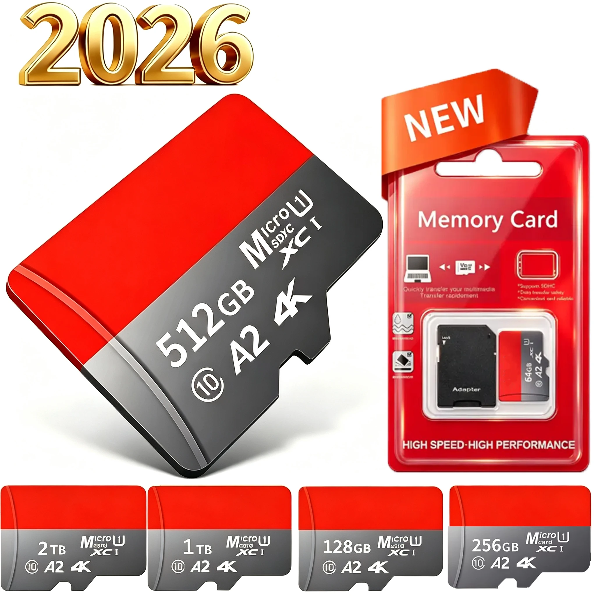 NEUE Hochgeschwindigkeits-Micro-SD-Speicherkarte 2TB 1TB 4K Full HD Video Kompatibel mit Handy GoPro Action-Kamera 128GB 256GB 512GB