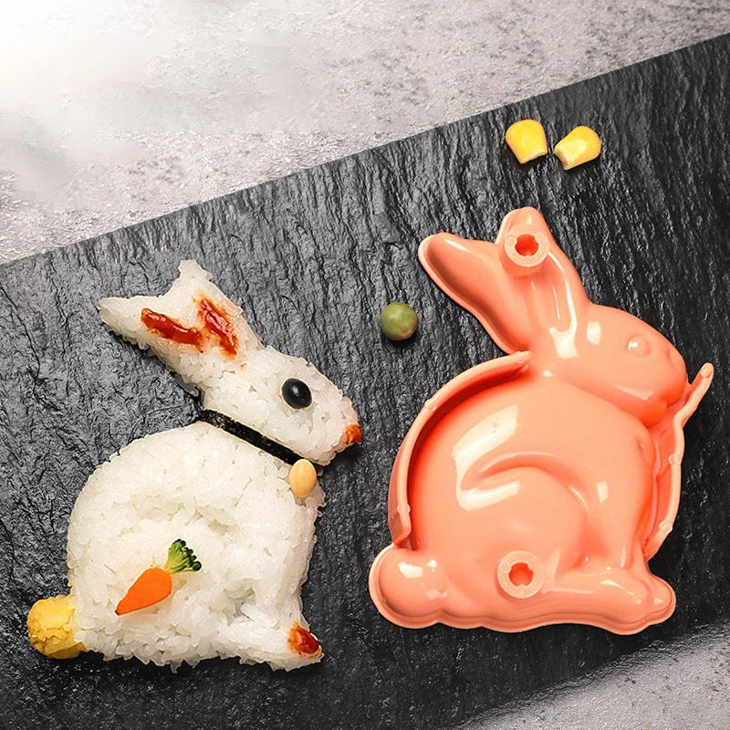 1/4Pcs Sushi Mold Maker Sushi Making Kit Cartoon Small Animals Onigiri Rice Ball Mold Kid Packed Lunch Kitchen Tools Accessories