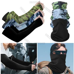 Arm Sleeves Sunscreen Summer Sun UV Protection Ice Silk Bib Combo Outdoor Cycling Fishing Climbing Women Men Mask Cuff Sleeves