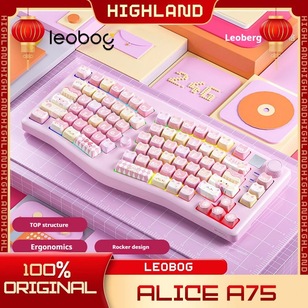 

Leobog Alice A75 Mechanical Keyboard Ergonomics Keyboard Hot swap IN STOCK 3Mode Bluetooth Wireless Keyboard Ergonomics Keyboard