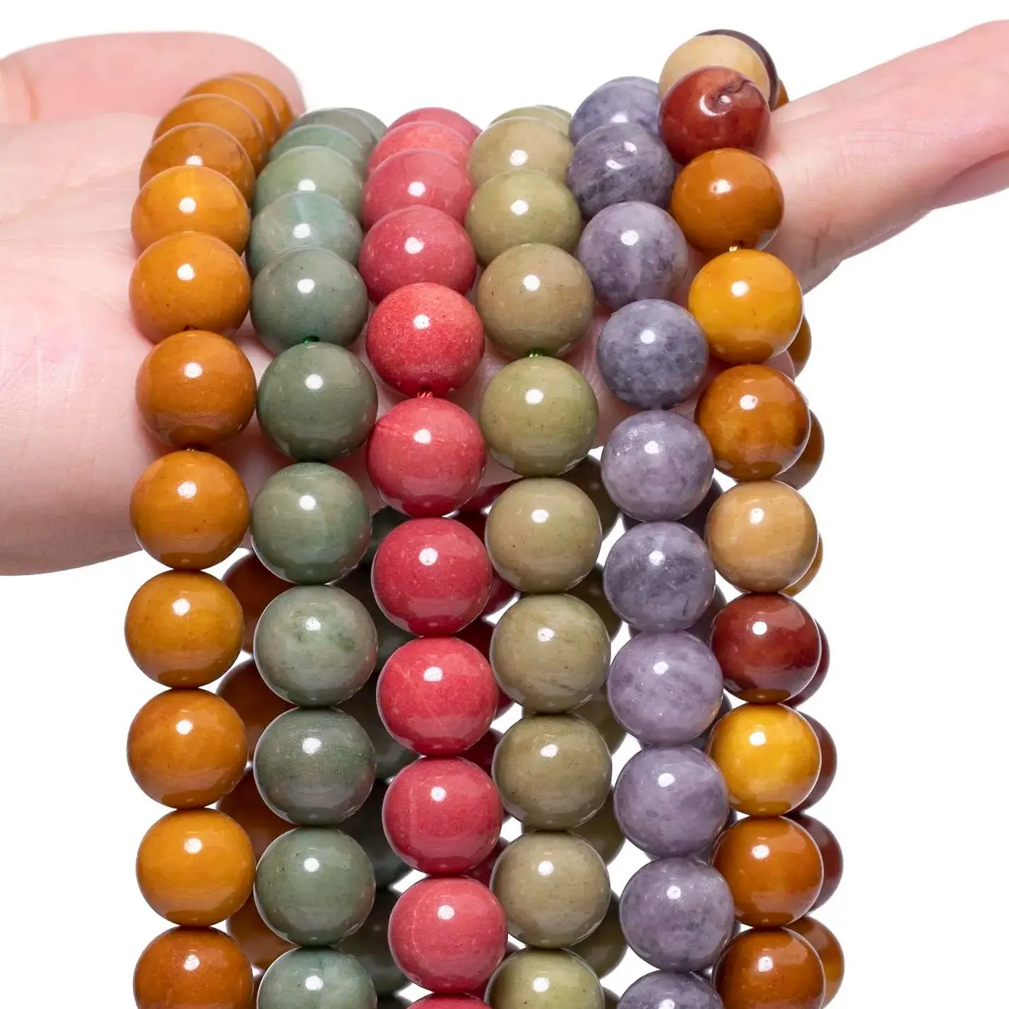 【セール中】6 ミリメートル 8 ミリメートル 10 ミリメートル天然石瑪瑙翡翠ルースビーズ DIY チャームブレスレットネックレスジュエリーメイキングアクセサリー用品