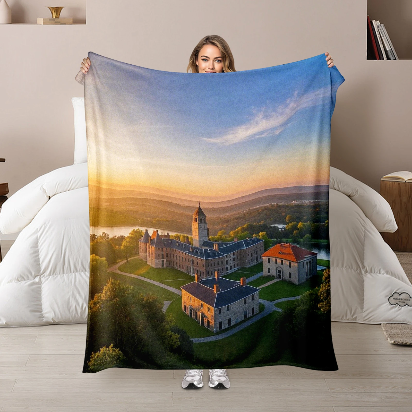 

American 50 States Themed Flannel Blanket A Warm And Cozy Gift For Family And Friends Featuring Architecture Scenes