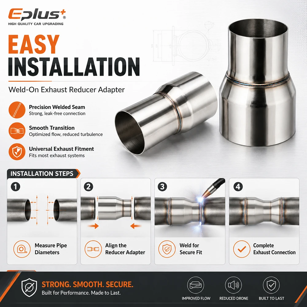 OD-Abmessung 32-76mm Edelstahl Auspuff Gerader Reduzieradapter Universeller Schweißanschluss für Auto und Motorrad – Detail 6