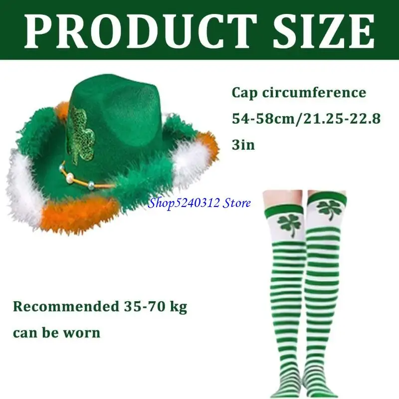 634C مجموعة قبعة شامروك الفاخرة للهالوين، قبعة مريحة للجنسين #6