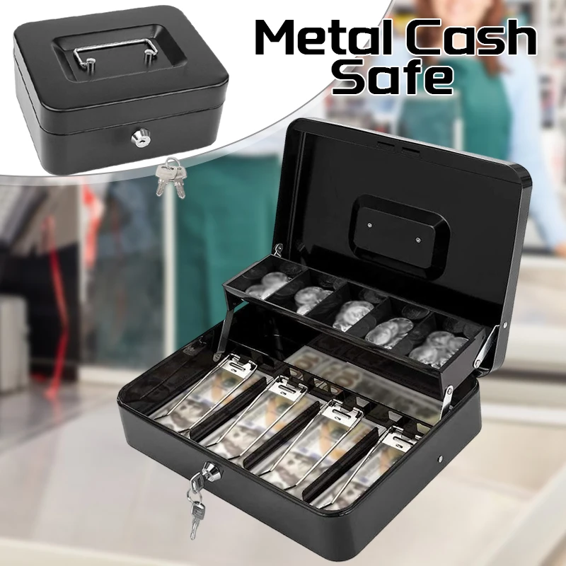 Double-layer Metal Cash Receipt Box Cash Storage Box Shopping Mall Supermarket Convenience Store Coin Collection Case Holder