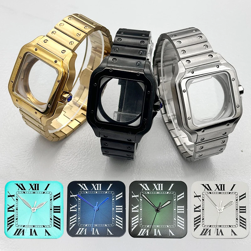 38MM NH35 Santo Watch Case and Strap Fit for NH38 4R35 7S26 NH35 NH36 Watch Case Santo Transparent Back Cover Case