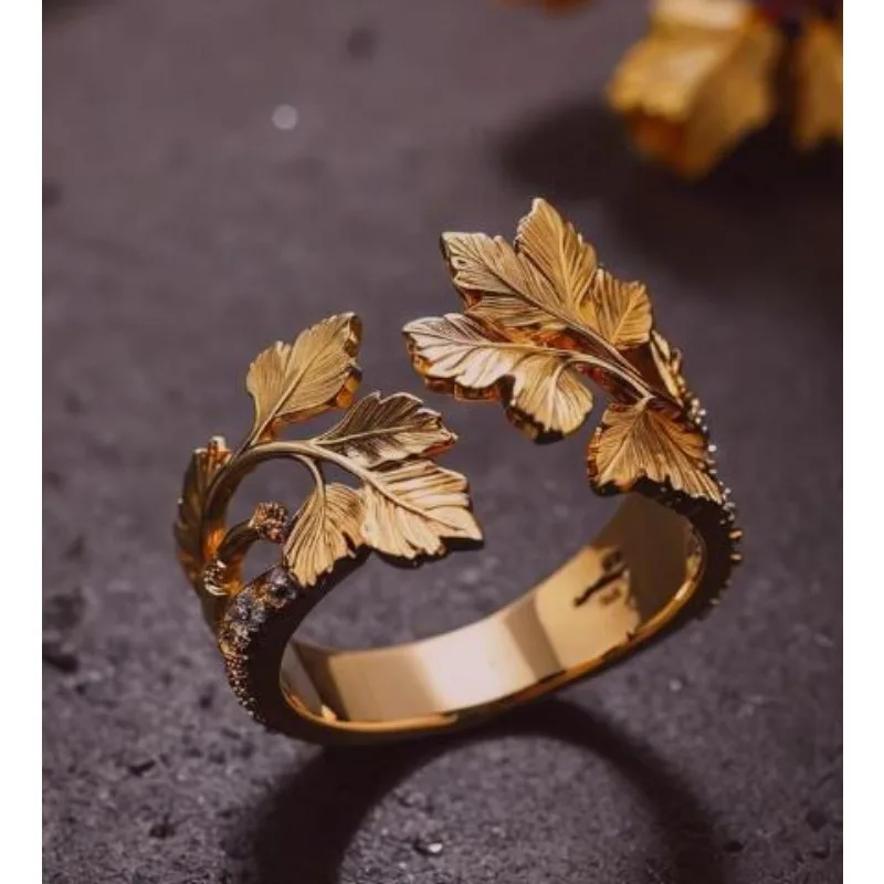 Fashion maple leaf shape adjustable ring, 1 piece of jewelry gift, suitable for teenagers