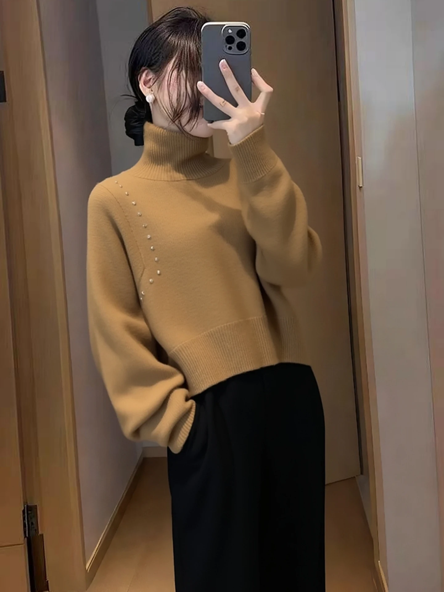

Ele High Ne Knitwear Long Sve Women's Winter Faion Loose Fit Comfortable Versatile Crew Ne Sweater Commute Sle