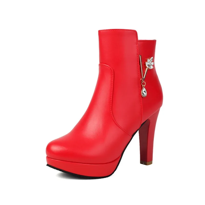 

High quality autumn and winter women's shoes Simple and elegant women's boots Round toe simple and elegant Banquets Retro