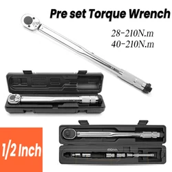 1/2 Square Drive Torque Wrench Adjustable Precise Preset Wrench for Car Bicycle Repair Hand Tools 40-210N.m 28-210N.m Tools Set