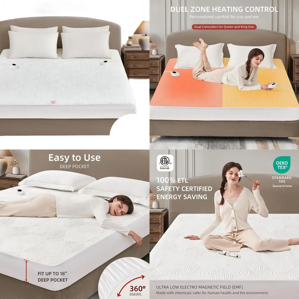 

King Size Electric Mattress Pad with 9 Heat Levels, Auto Shut-Off, Deep Pockets, Washable Cover