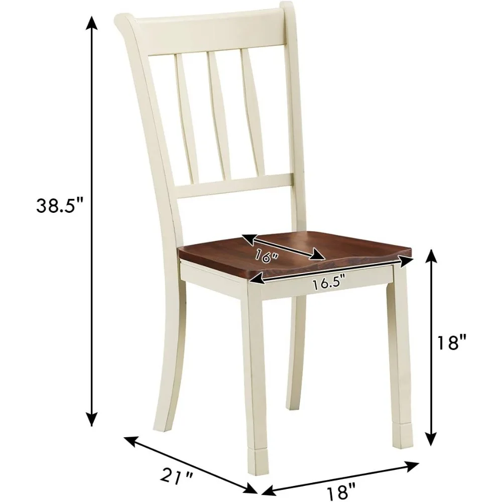 Para krzeseł do jadalni bez podłokietników z litego drewna kauczukowego, łatwy montaż, krzesła w stylu rustykalnym do kuchni
