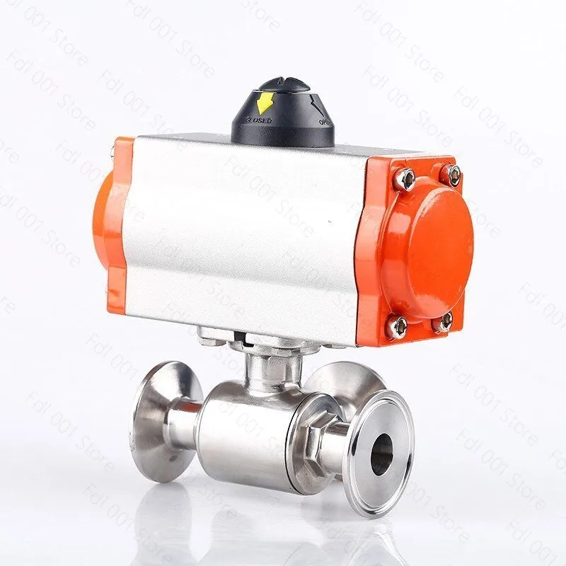 Pneumatic Three-Way Ball Valve Quick-Connect T-Type L Stainless Steel Sanitary Clamp 304 Chuck Quick-Change 316 Actuator