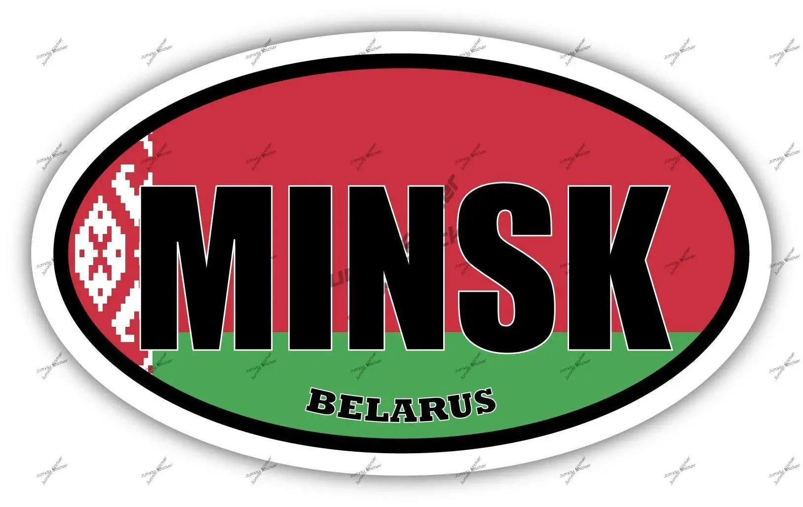 

Minsk Belarus Flag Oval Decal Cover Scratches Decoration Funny Vinyl Sticker Accessories for Auto SUV Pickup Camper trunk Motor