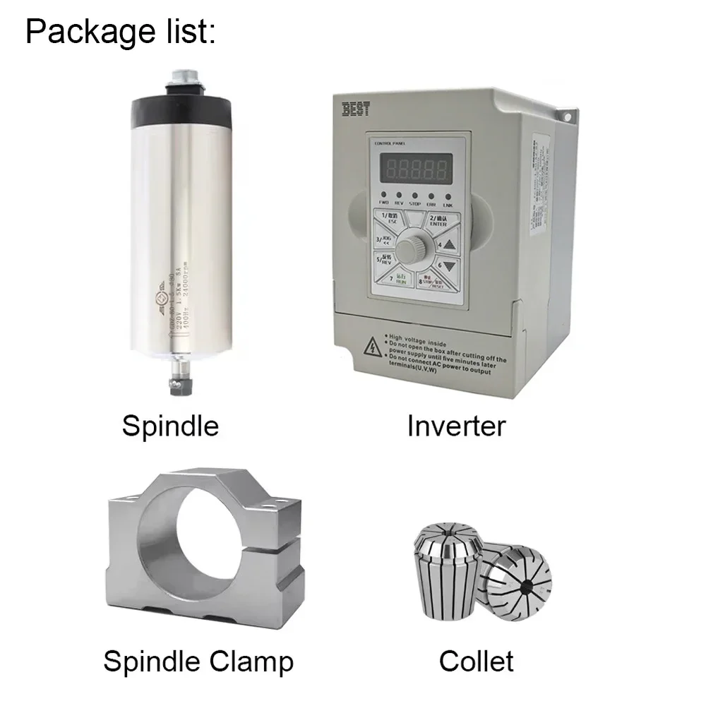 800W 1.5KW 2.2KW CNC Air Cooled Spindle Motor Kit CNC Router Spindle 220V 380V 24000rpm 3-4 Bearings For Engraving Machine Use