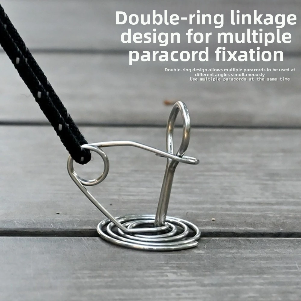 10Pcs Stainless Steel Tent Deck Pegs Retractable Spiral Spring Spring Deck Pegs Anti-Rust Windproof Tent Spring Stakes