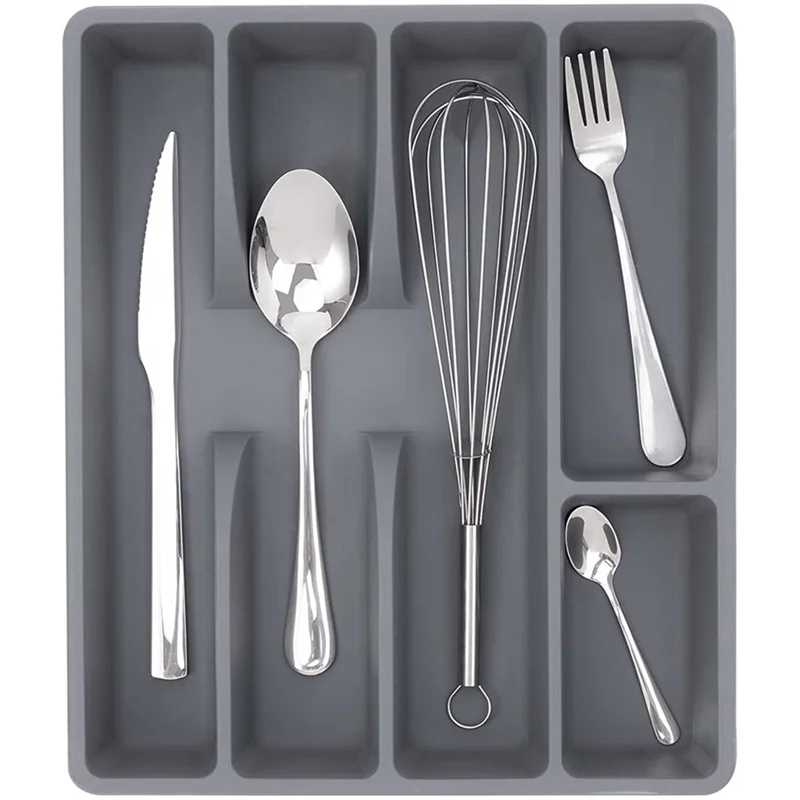 T69C Drawer Kitchen Drawer Organizer Silverware Holder Utensil Organizer Cutlery Organizer Tray Plastic Flatware Organizers