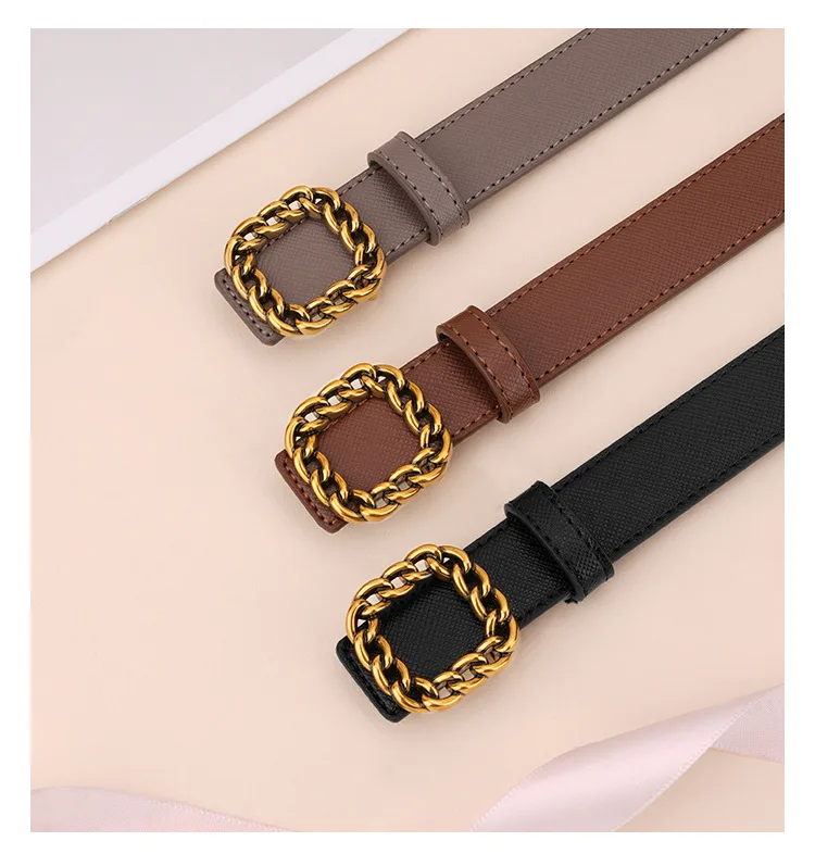 女性の本革牛革ベルト、多用途でファッショナブルな女性の装飾ベルト、新しいシンプルな装飾ジーンズベルト