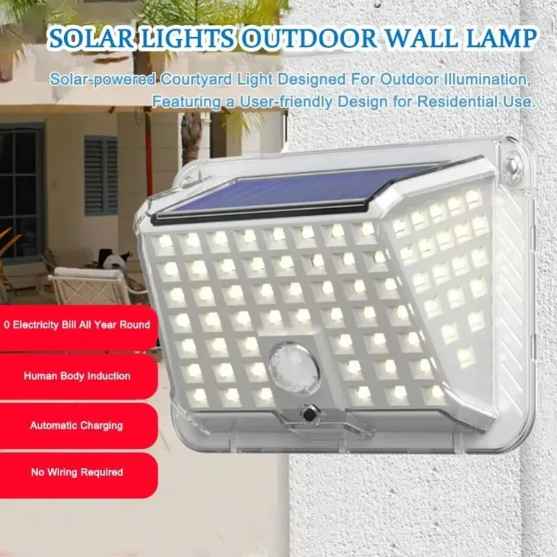 Nueva luz LED Solar de pared de tres lados con detección humana, accesorio de iluminación de emergencia impermeable para exteriores, patio de casa, pasarela