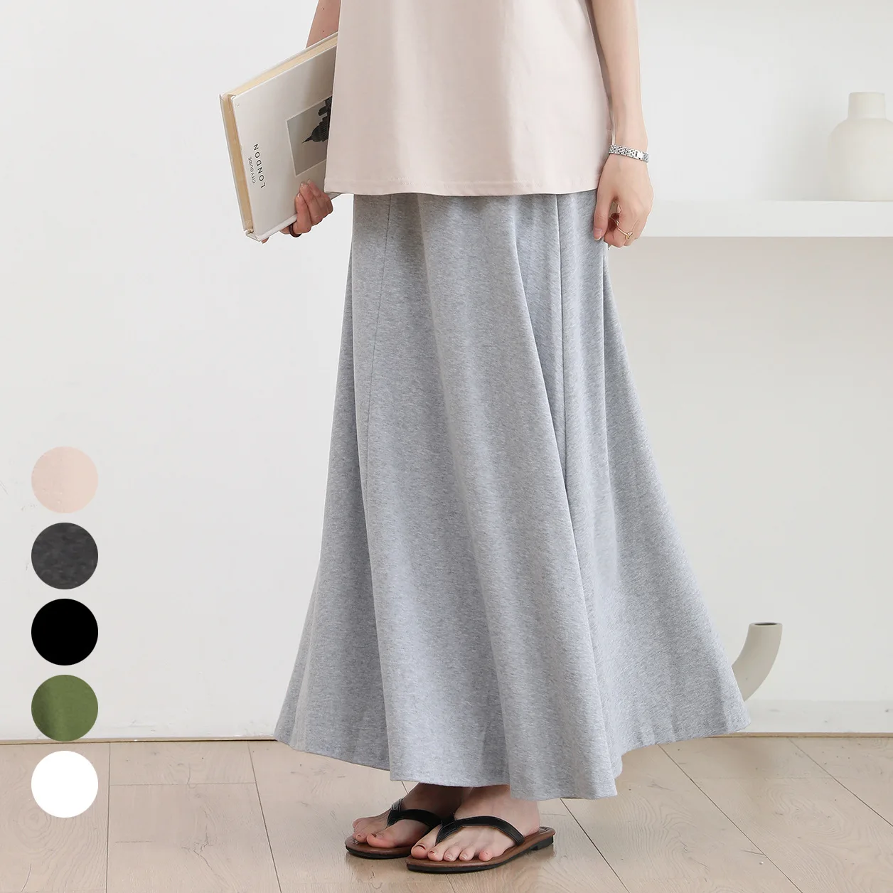 

Japanese and Korean Style Autumn Women's Half Skirt Breathable Cool High Waist Flared Mid-length Trendy