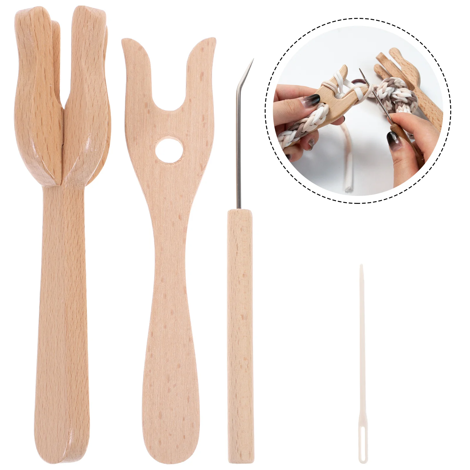 

Wooden Fork Braider Woven Tool Plastic Sewing Pin Knitting Accessories Craft Crochet Needles Kit Weaving Tools Suite Bend