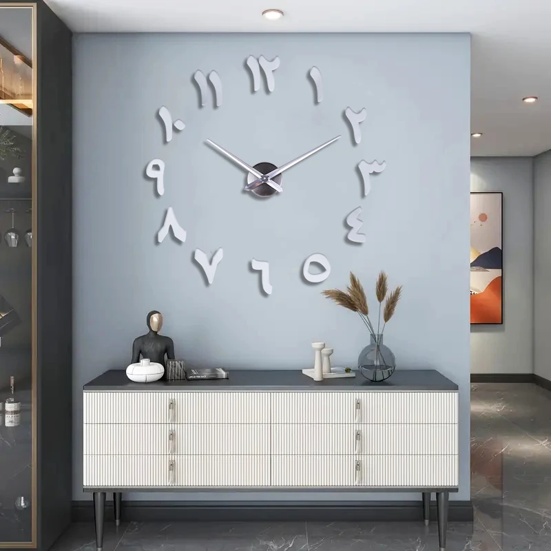 Large wall clock mirror material digital home wall art decoration clock suitable for living room and study wall decoration