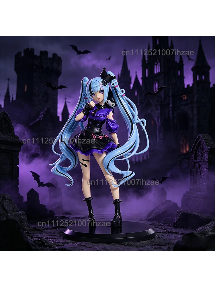 Hatsune Miku Gothic Loli Style Modell 21 cm PVC Actionfigur Coole Sammlerfigur Anime-Figur Schreibtischdekoration Geschenk für Cartoon-Liebhaber