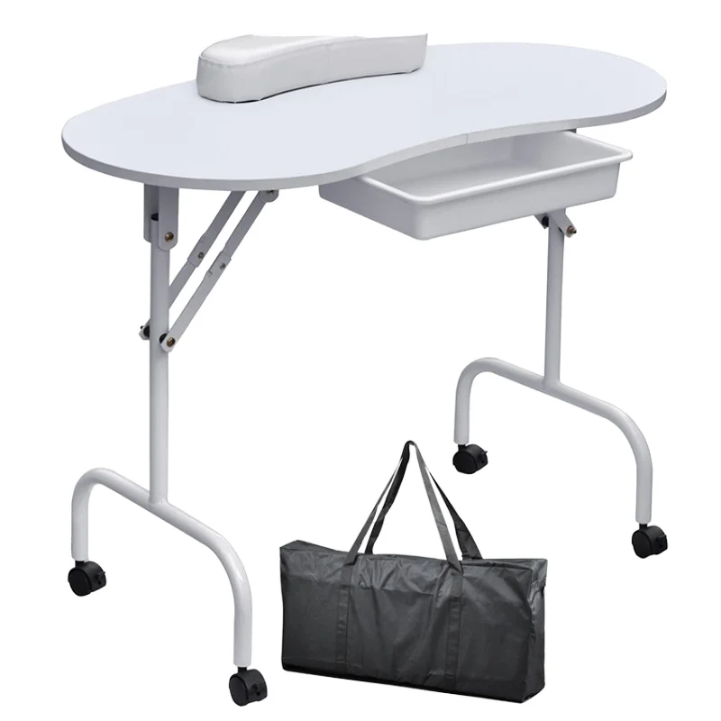 Modern Metal Patterned Folding Nail Table With Vacuum And Light Portable Beauty Salon Manicure Table For Living Room