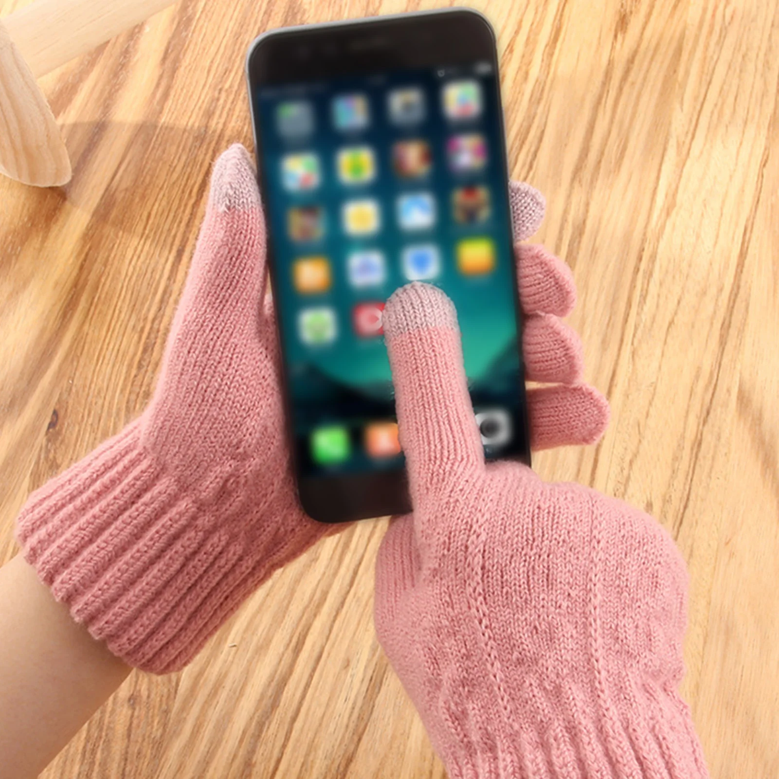 

Winter Cycling Touch Screen Gloves Soft Comfortable Plush Knitted Full Finger Gloves Students Thickened Warm Gloves Mittens