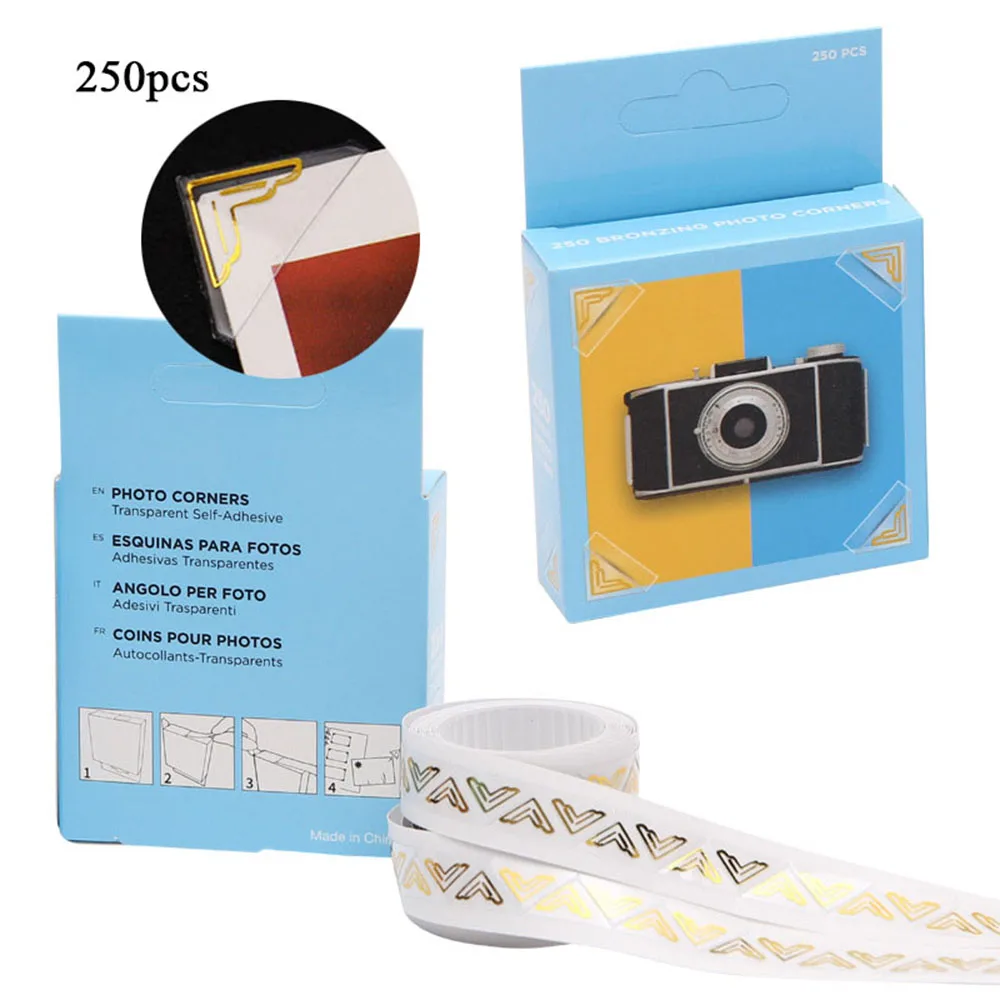 250/500pcs Photo Corner Stickers Transparent Gilded Scrapbook Paper Frame Sticker Multi Purpose DIY Handmade Diary Decoration